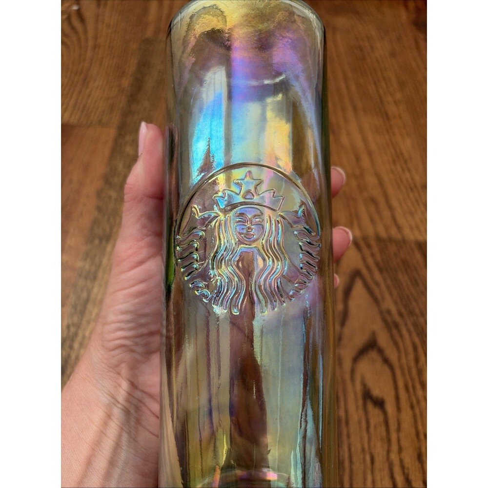 Starbucks Limited Edition Iridescent Rainbow Recycled Glass 22Oz Water Bottle - Picture 4 of 4